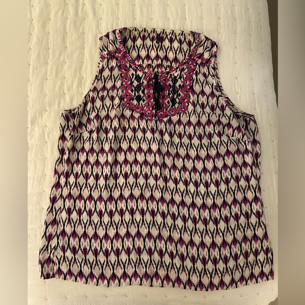 NYDJ Sleeveless Pink and Navy Print Blouse size 0X